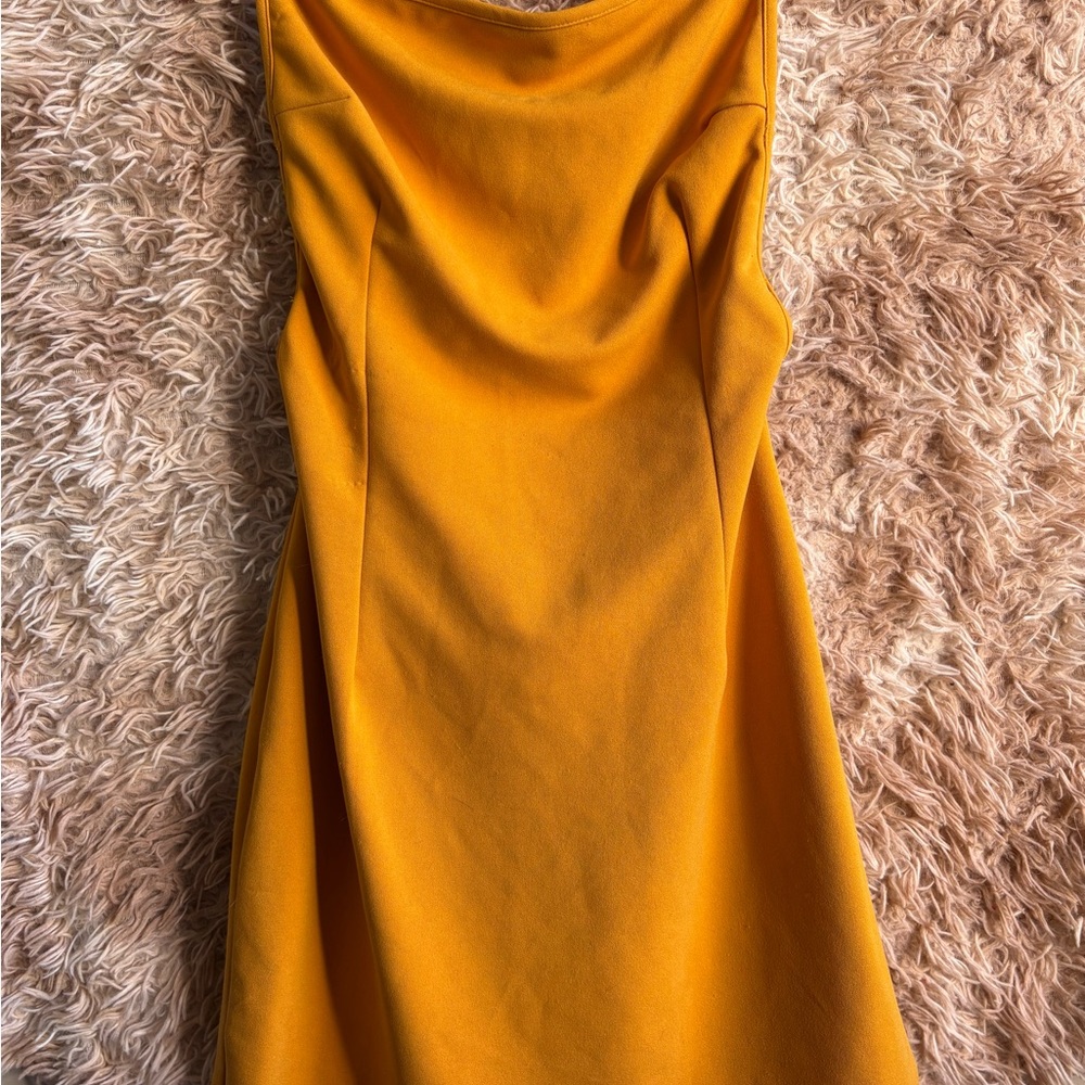 San Joy Strapless Mustard Dress